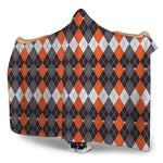 Halloween Themed Argyle Pattern Print Hooded Blanket