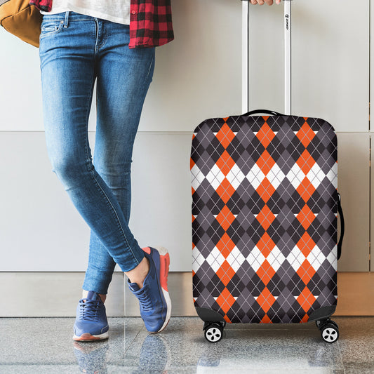 Halloween Themed Argyle Pattern Print Luggage Cover