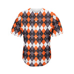 Halloween Themed Argyle Pattern Print Men's Baseball Jersey
