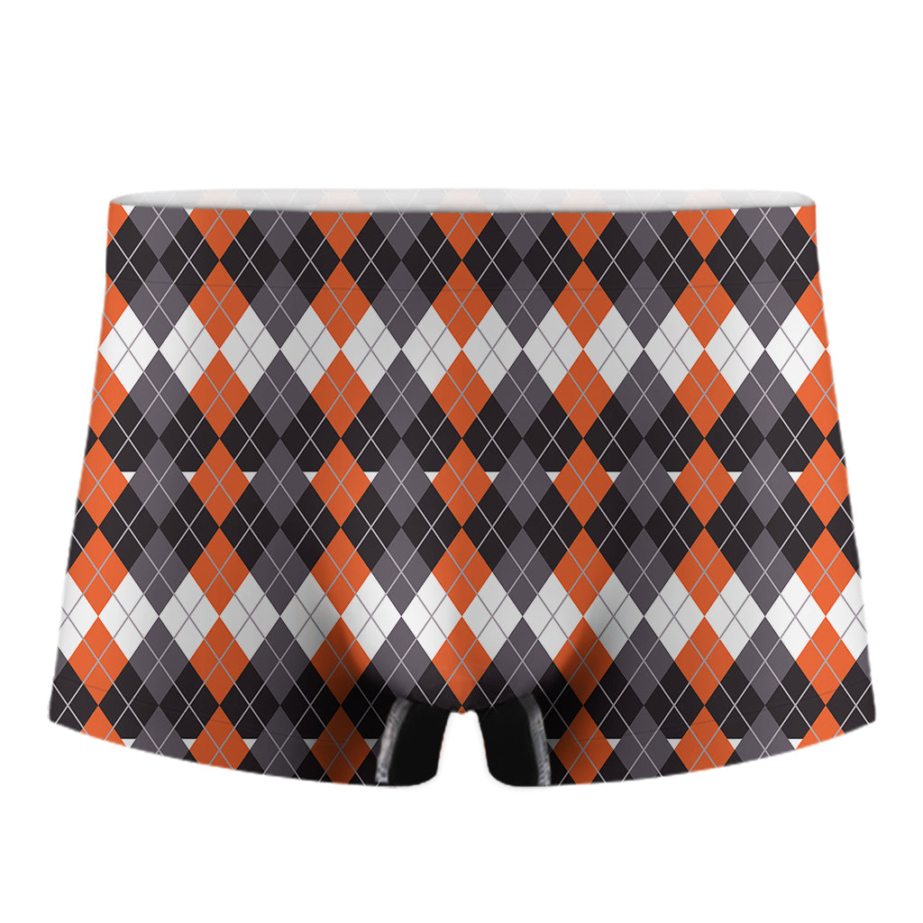 Halloween Themed Argyle Pattern Print Men's Boxer Briefs
