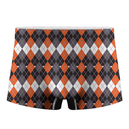 Halloween Themed Argyle Pattern Print Men's Boxer Briefs