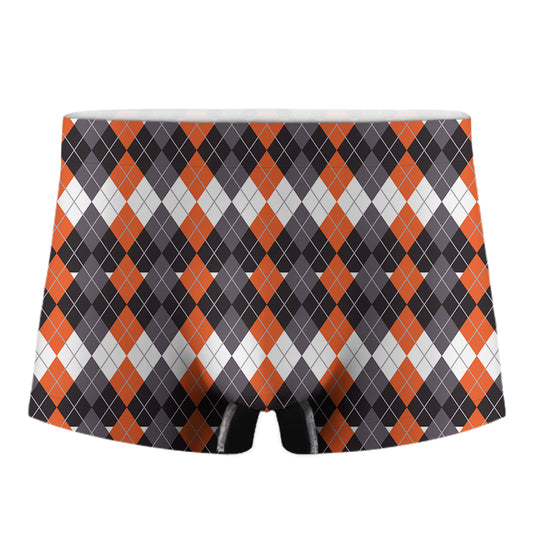 Halloween Themed Argyle Pattern Print Men's Boxer Briefs