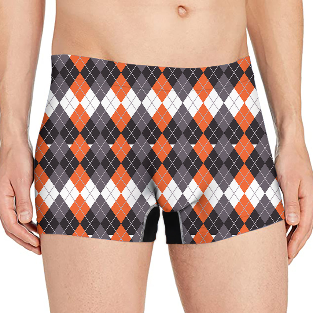 Halloween Themed Argyle Pattern Print Men's Boxer Briefs