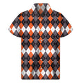 Halloween Themed Argyle Pattern Print Men's Short Sleeve Shirt