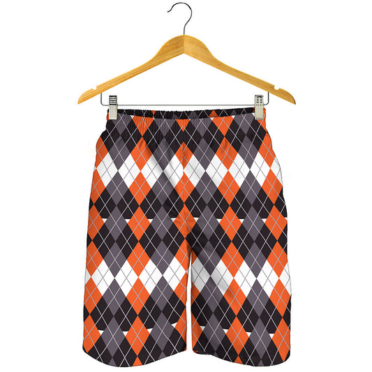 Halloween Themed Argyle Pattern Print Men's Shorts