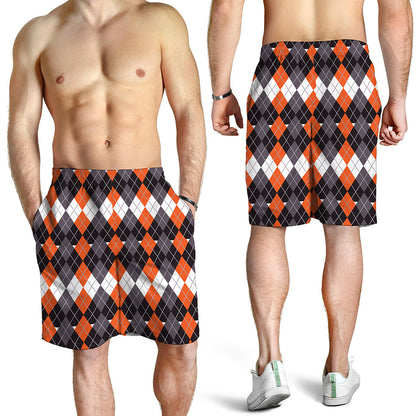 Halloween Themed Argyle Pattern Print Men's Shorts
