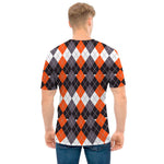 Halloween Themed Argyle Pattern Print Men's T-Shirt