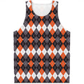 Halloween Themed Argyle Pattern Print Men's Tank Top