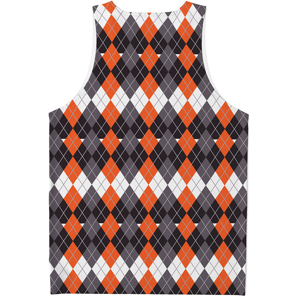 Halloween Themed Argyle Pattern Print Men's Tank Top
