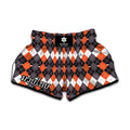 Halloween Themed Argyle Pattern Print Muay Thai Boxing Shorts