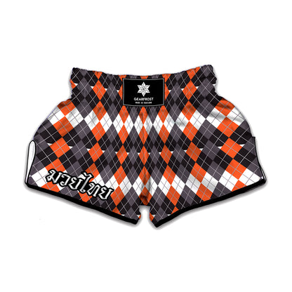 Halloween Themed Argyle Pattern Print Muay Thai Boxing Shorts
