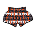 Halloween Themed Argyle Pattern Print Muay Thai Boxing Shorts