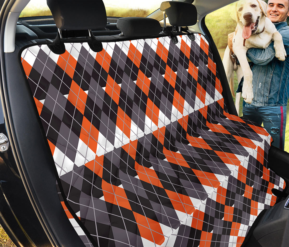 Halloween Themed Argyle Pattern Print Pet Car Back Seat Cover
