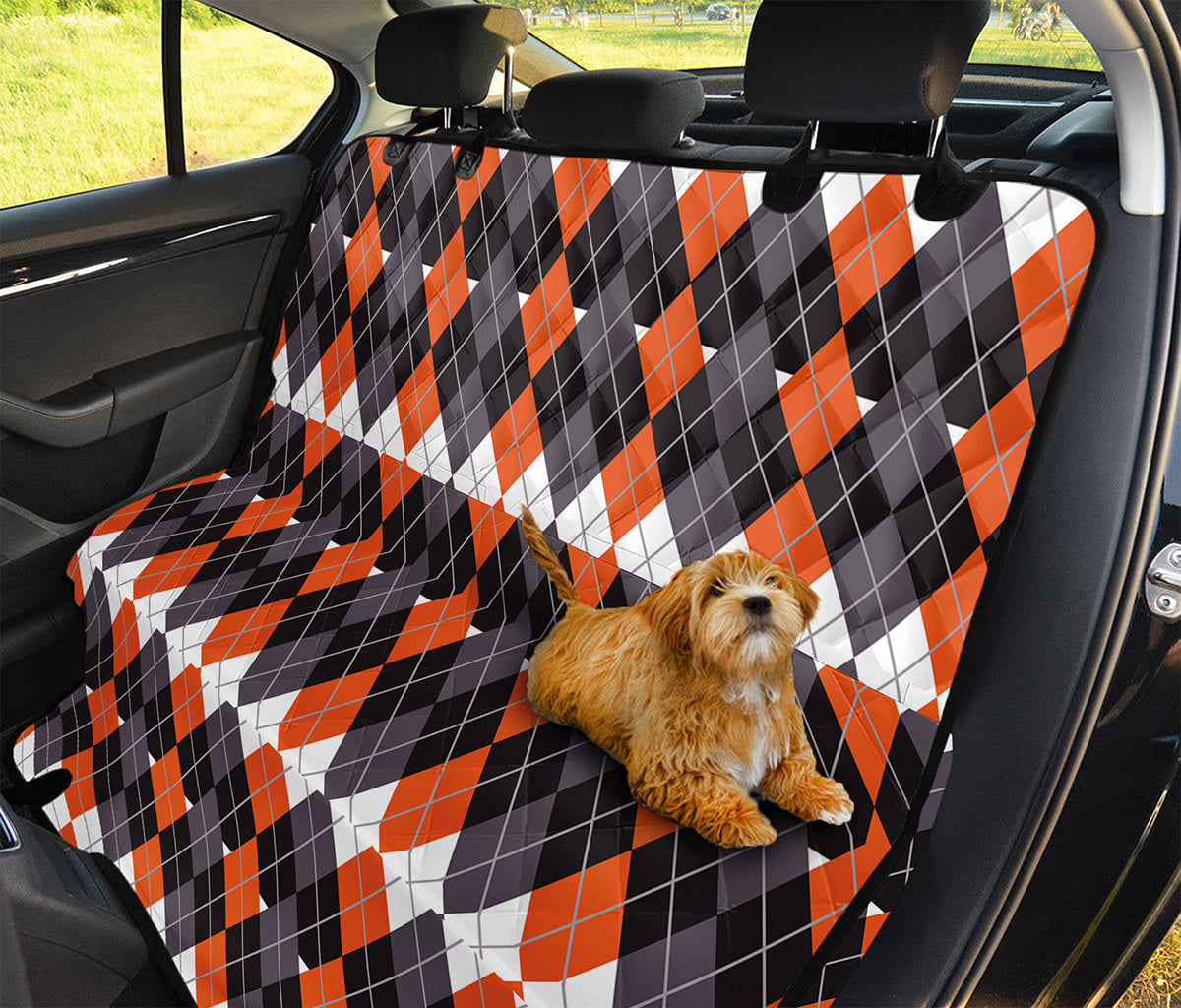 Halloween Themed Argyle Pattern Print Pet Car Back Seat Cover