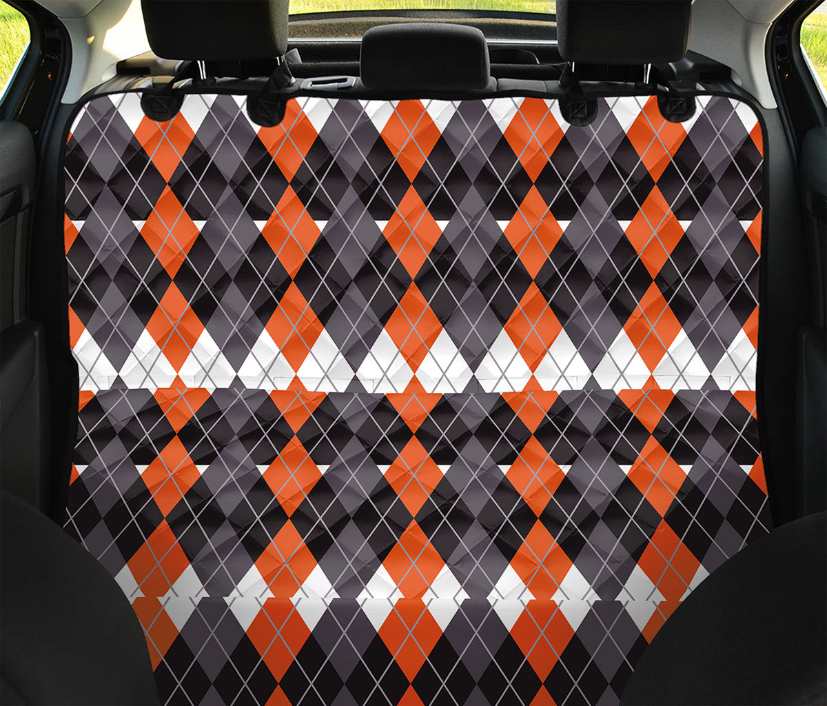 Halloween Themed Argyle Pattern Print Pet Car Back Seat Cover