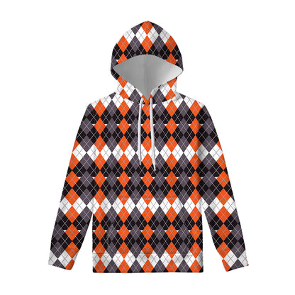 Halloween Themed Argyle Pattern Print Pullover Hoodie