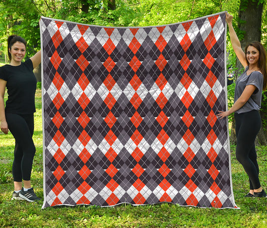 Halloween Themed Argyle Pattern Print Quilt