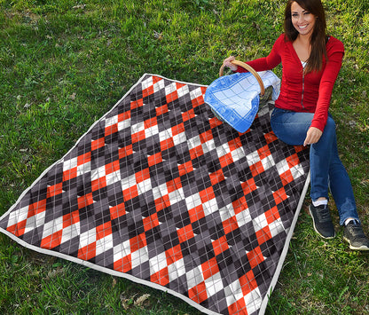 Halloween Themed Argyle Pattern Print Quilt