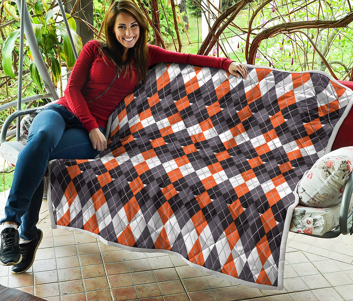 Halloween Themed Argyle Pattern Print Quilt