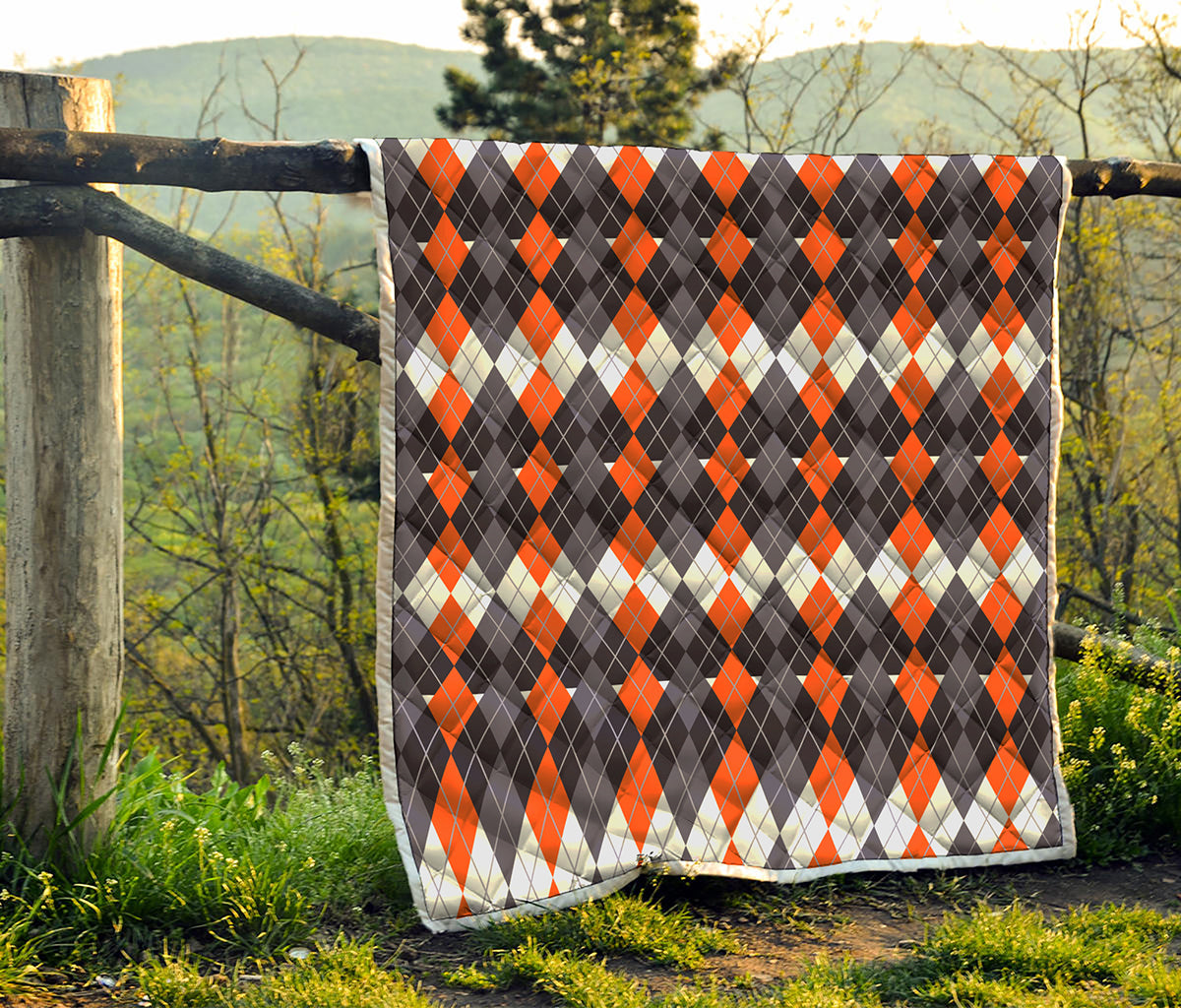 Halloween Themed Argyle Pattern Print Quilt