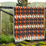 Halloween Themed Argyle Pattern Print Quilt
