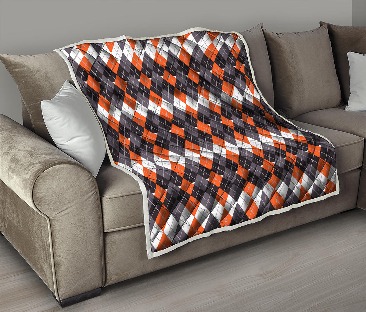 Halloween Themed Argyle Pattern Print Quilt
