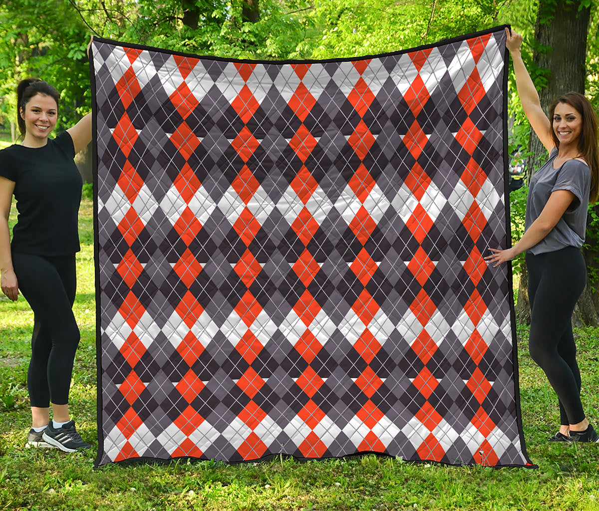 Halloween Themed Argyle Pattern Print Quilt
