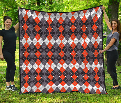 Halloween Themed Argyle Pattern Print Quilt
