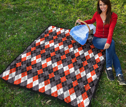 Halloween Themed Argyle Pattern Print Quilt