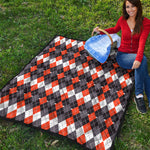 Halloween Themed Argyle Pattern Print Quilt