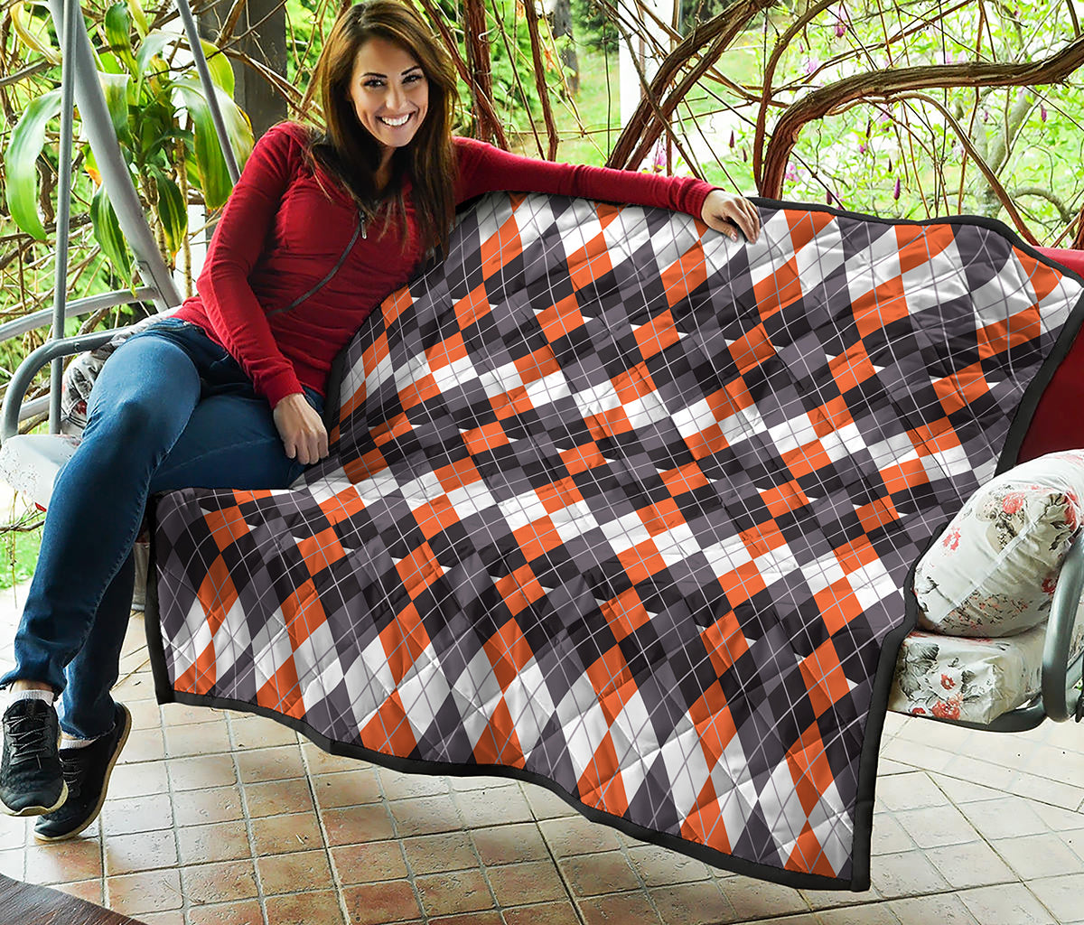 Halloween Themed Argyle Pattern Print Quilt