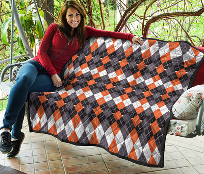 Halloween Themed Argyle Pattern Print Quilt