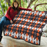 Halloween Themed Argyle Pattern Print Quilt