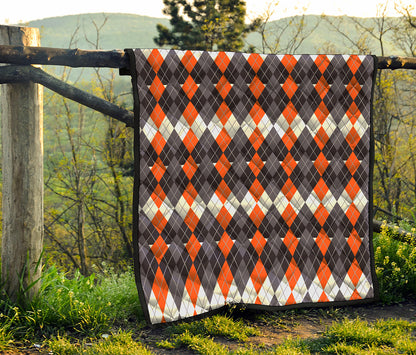 Halloween Themed Argyle Pattern Print Quilt