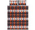 Halloween Themed Argyle Pattern Print Quilt Bed Set