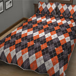 Halloween Themed Argyle Pattern Print Quilt Bed Set