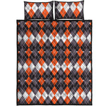 Halloween Themed Argyle Pattern Print Quilt Bed Set