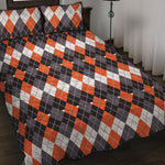 Halloween Themed Argyle Pattern Print Quilt Bed Set