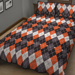 Halloween Themed Argyle Pattern Print Quilt Bed Set