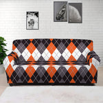 Halloween Themed Argyle Pattern Print Sofa Cover