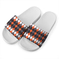 Halloween Themed Argyle Pattern Print White Slide Sandals