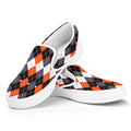 Halloween Themed Argyle Pattern Print White Slip On Sneakers