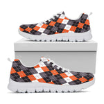 Halloween Themed Argyle Pattern Print White Sneakers