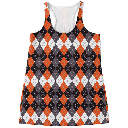 Halloween Themed Argyle Pattern Print Women's Racerback Tank Top