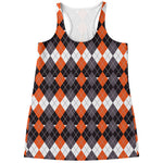 Halloween Themed Argyle Pattern Print Women's Racerback Tank Top