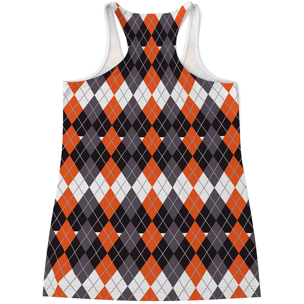 Halloween Themed Argyle Pattern Print Women's Racerback Tank Top