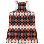 Halloween Themed Argyle Pattern Print Women's Racerback Tank Top