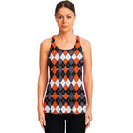 Halloween Themed Argyle Pattern Print Women's Racerback Tank Top