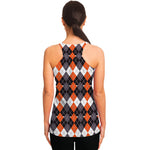 Halloween Themed Argyle Pattern Print Women's Racerback Tank Top