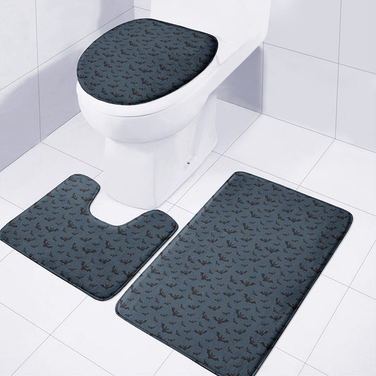Halloween Vampire Bat Pattern Print 3 Piece Bath Mat Set